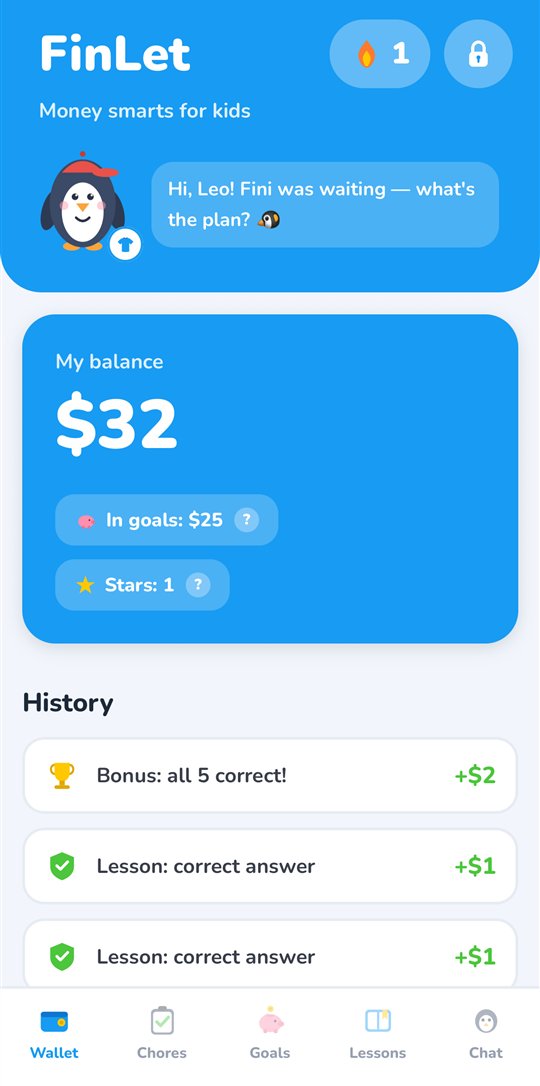 Wallet screen with balance and history
